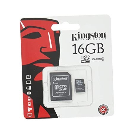  Carte Mémoire microSDHC KINGSTON 16GB Class 4 AVEC ADAPTEUR 