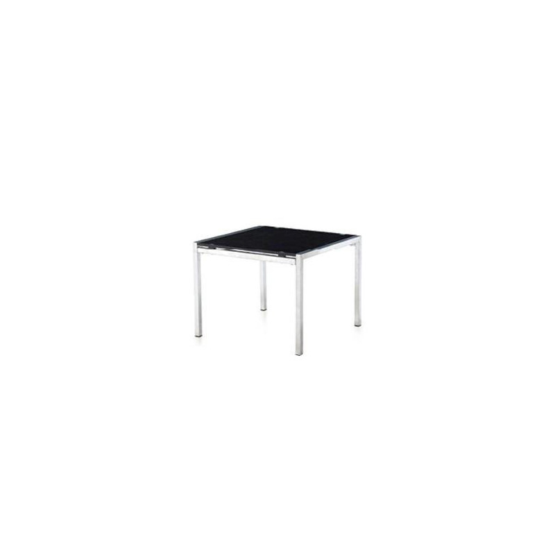 Table basse VERRA avec 4 pieds 60 x 60 cm en verre noir & chrome