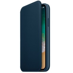 Etui folio APPLE à rabat en cuir pour smartphone iPhone X coloris au choix