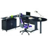 Bureau Direction BLACKY 220 cm en verre noir et métal