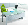 Bureau Direction ICE en verre sablé 180 cm + Retour