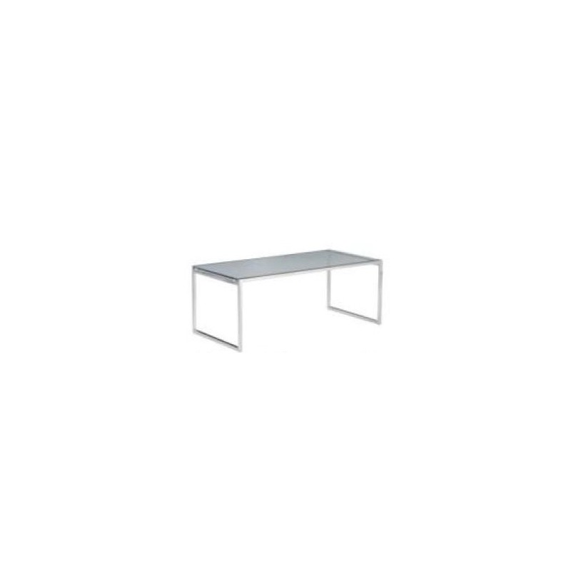 Table basse VERRA 60 x 120 cm en verre trempé transparent et chrome