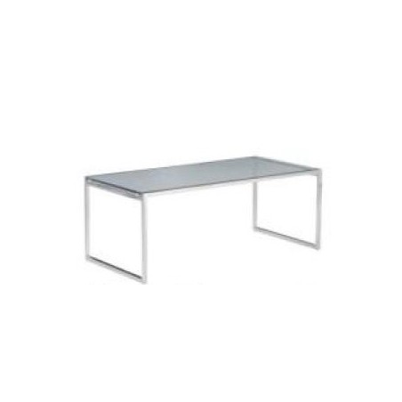 Table basse VERRA 60 x 120 cm en verre trempé transparent et chrome