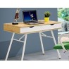 Meuble info ALEX avec 2 tiroirs en bois couleur Chêne et blanc
