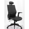 Fauteuil Manager REGAL simili Cuir et chrome noir avec têtière et accoudoirs réglables