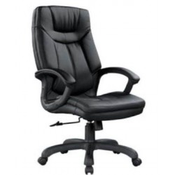 Fauteuil président DENIS en simili cuir noir & chrome