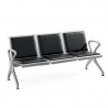 Banquette de réception 3 places en métal perforé noir avec assise et dossier tapissés