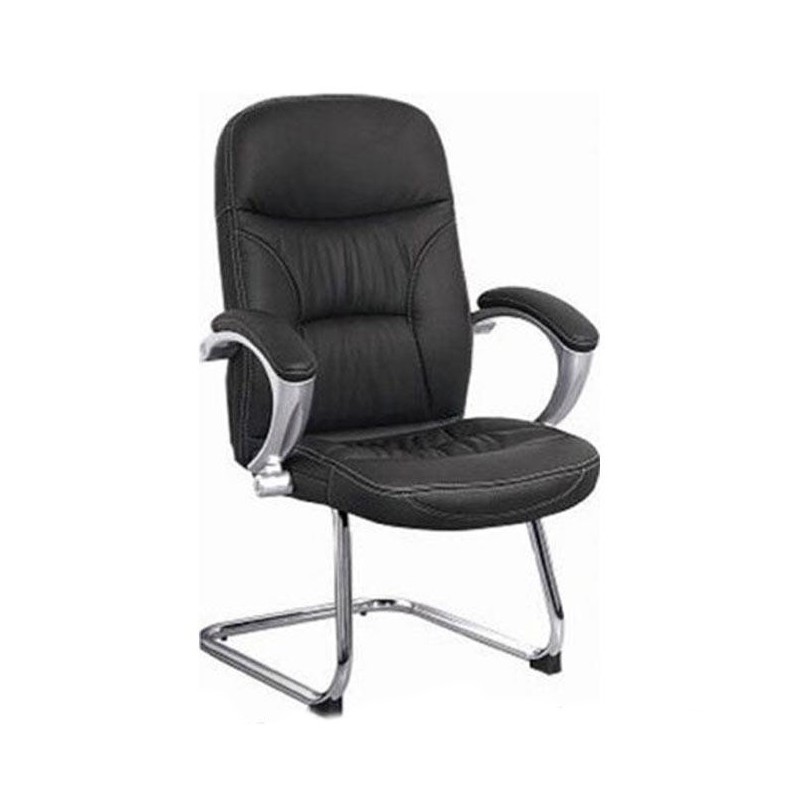 Fauteuil visiteur sur luge APOLO en simili cuir noir & PP
