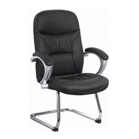 Fauteuil visiteur sur luge APOLO en simili cuir noir & PP