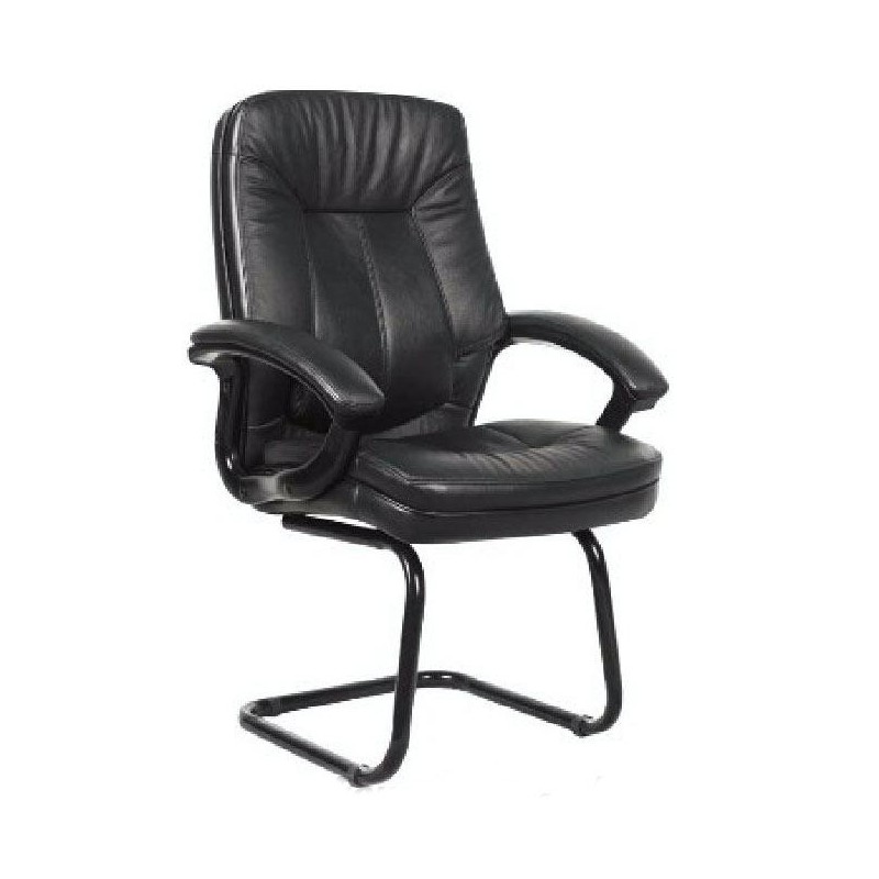 Fauteuil visiteur sur luge JONY en simili cuir noir & PP