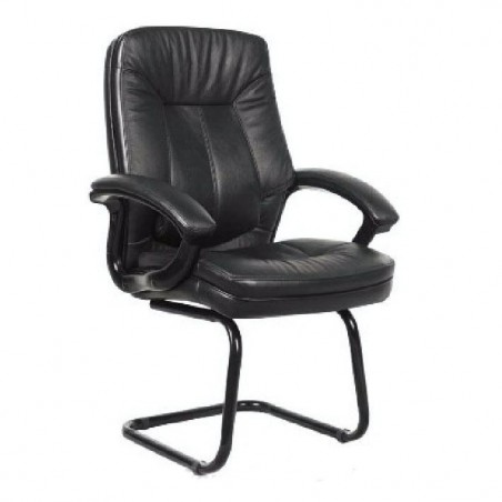 Fauteuil visiteur sur luge JONY en simili cuir noir & PP