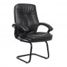 Fauteuil visiteur sur luge JONY en simili cuir noir & PP
