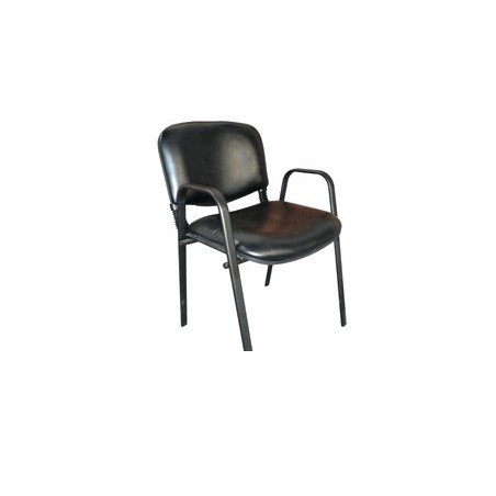 Chaise Visiteur ISO avec accoudoir en Simili cuir Couleur Noir