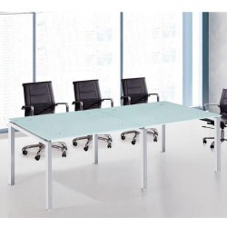 Table de réunion VERRA en verre sablé 240x120 cm