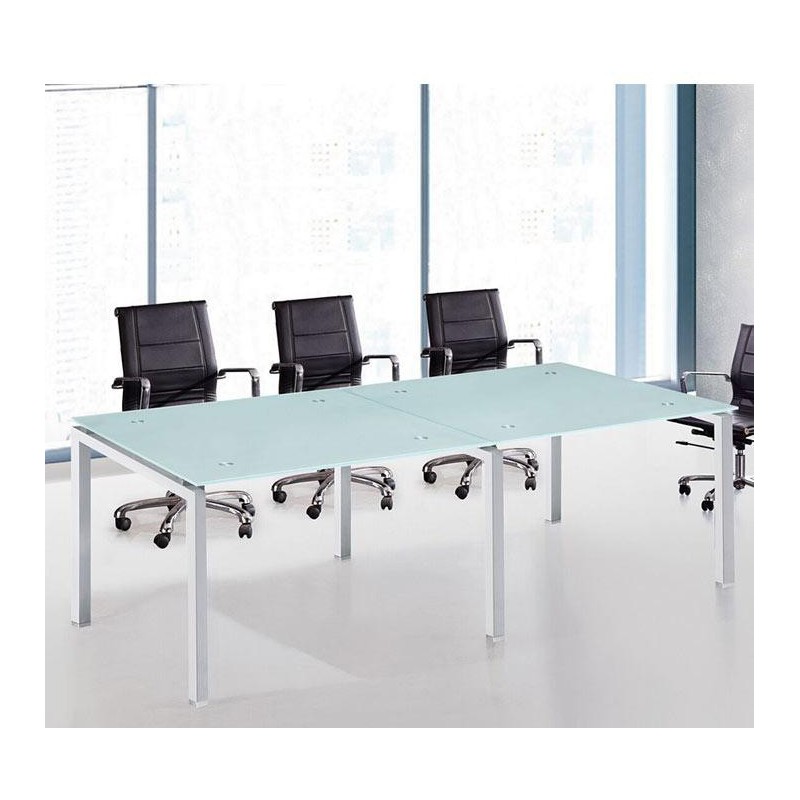 Table de réunion VERRA en verre sablé 240x120 cm