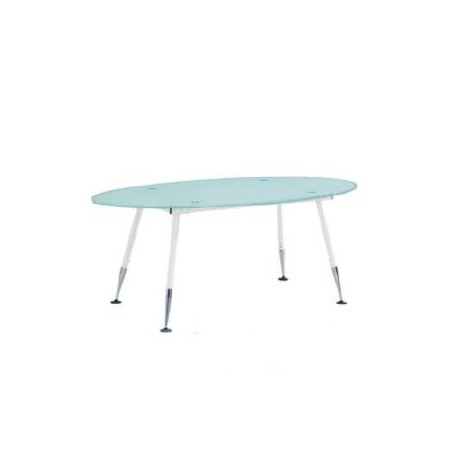 Table de reunion Ovale DESIGN 200x100x75 cm en verre sablé et Métal