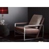 Fauteuil VINTAGE en cuir marron et structure en inox