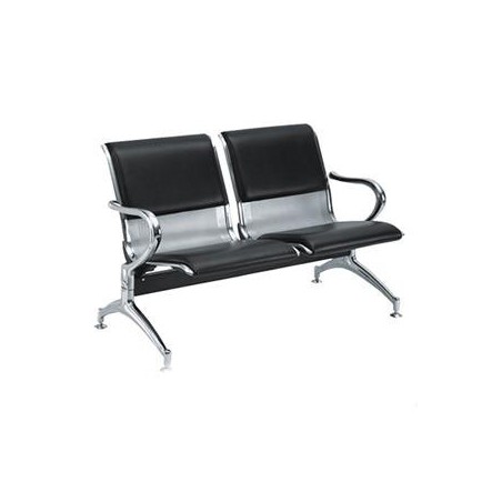Banquette de réception 2 places en métal perforé avec assise et dossier en PVC