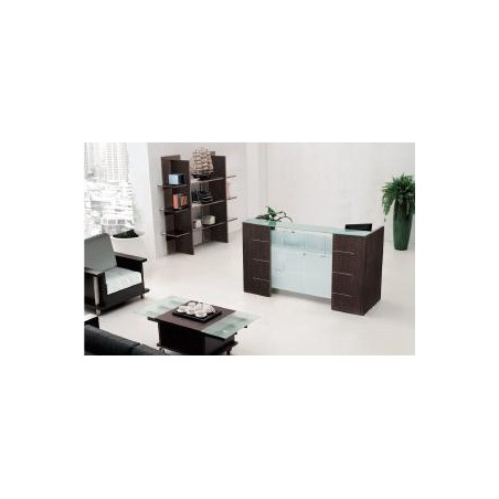 Comptoir de réception LUNA couleur wengé 140 x 75 x 110 cm ou 160 x 75 x 110 cm