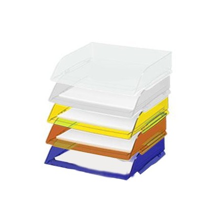  Lot de 6 Corbeilles à courrier transparentes Confort FAIBO Coloris au choix 
