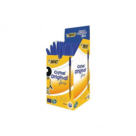 BOITE DE 50 STYLOS BILLE BIC ORANGE POINTE FINE BLEU