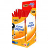 BOITE DE 50 STYLOS BILLE BIC ORANGE POINTE FINE ROUGE