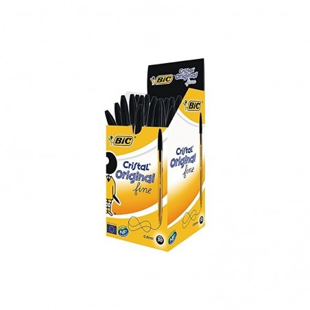 BOITE DE 50 STYLOS BILLE BIC ORANGE POINTE FINE NOIR