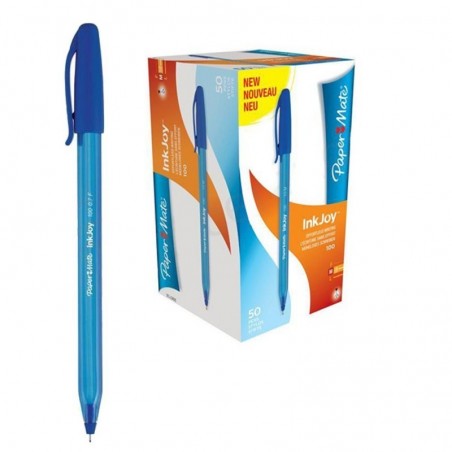 Boite de 50 Stylos Paper Mate Inkjoy 100 Bleu