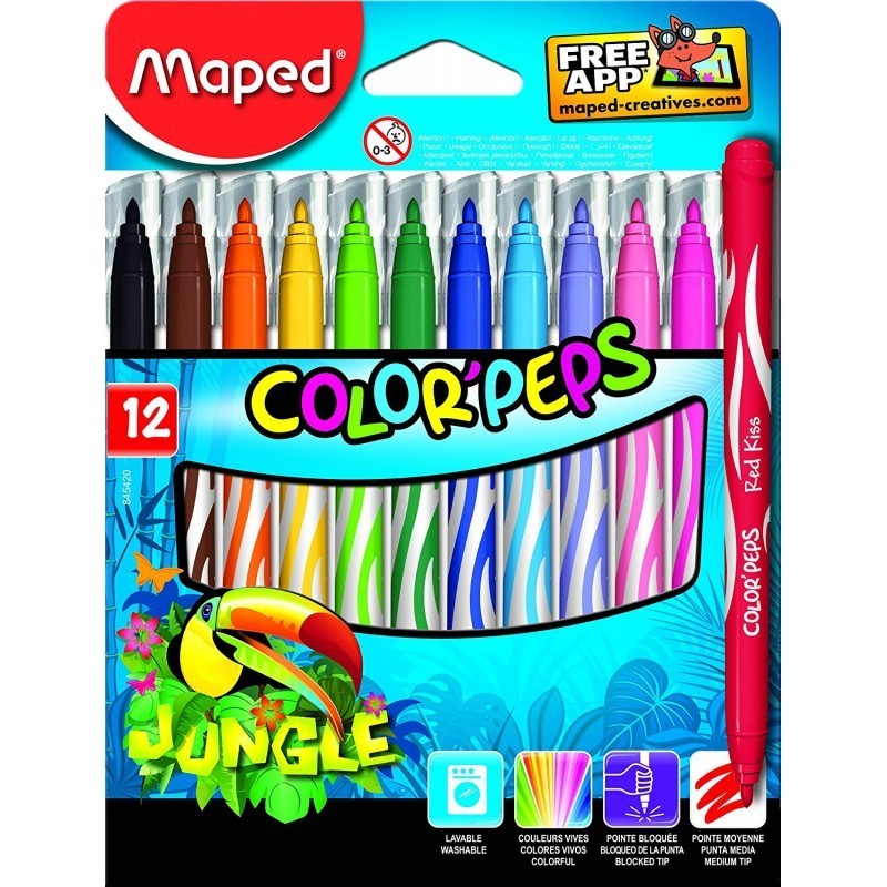 12 Feutres de coloriage Maped Jungle
