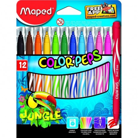 12 Feutres de coloriage Maped Jungle