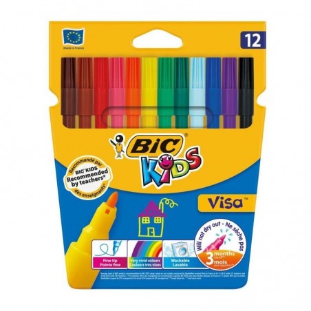 Pochette 12 feutres Bic Kids Visa pointe fine