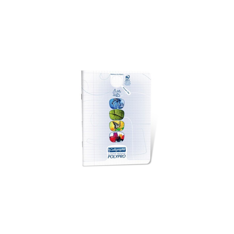 Cahier TP Polypro Calligraphe 64p - 17x22 - Transparent 90g - Piqué - Grands Carreaux