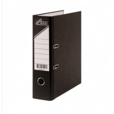 Classeur à levier Sicla - Papier nuageux noir - Dos 8 cm - 32*28