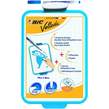 Ardoise Blanche Bic Velleda + 1 Feutre Bleu + 1 Effacette