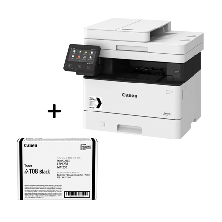 Canon Laser Copieur i-SENSYS X 1238i MFP 3en1 Wifi Mono A4 R/V 38 B&WPPM 12M+CANON Toner T08 Black