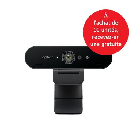 A l'achat de 10 unités de la Logitech BRIO Webcam 4K Ultra HD, recevez la 11ème gratuitement