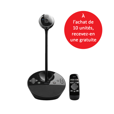 A l'achat de 10 unités de la Logitech BCC950 ConferenceCam, recevez la 11ème gratuitement