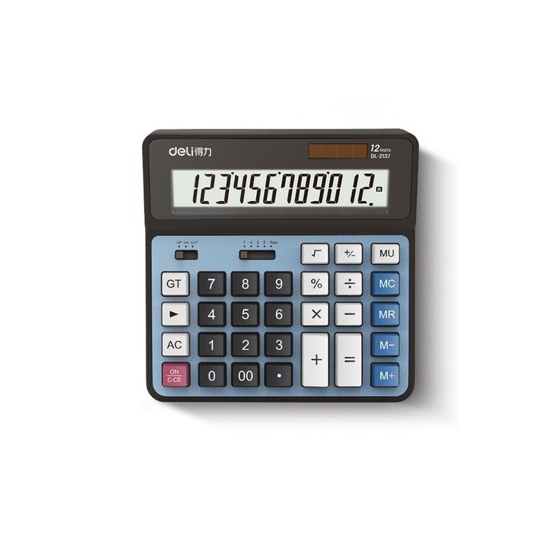 Calculatrice Bureau Deli 2137 Bleu Fournishop - Grand Écran, Pratique et Fiable | Maroc