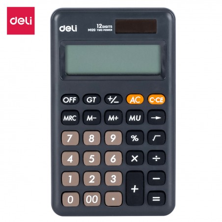Calculatrice portative Deli-EM120 GRIS