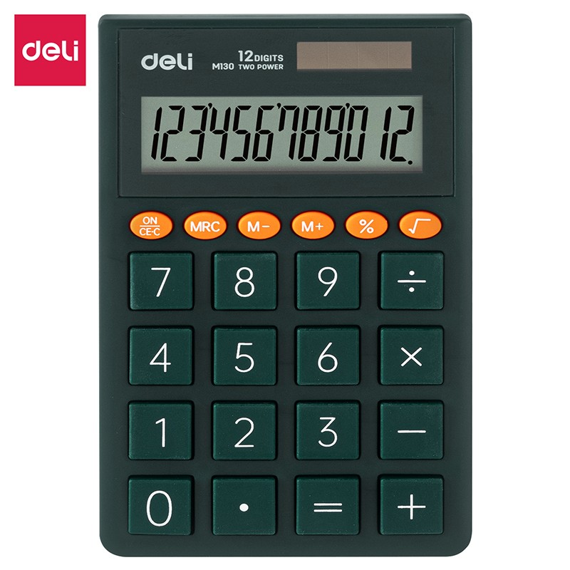 Calculatrice portative Deli-EM130 VERT