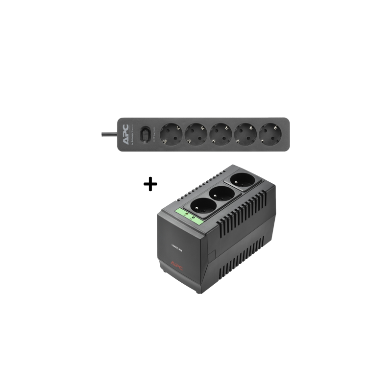 APC Line-R 600VA + APC Essential SurgeArrest 5 Outlet Black230V Germany