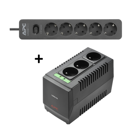 APC Line-R 600VA + APC Essential SurgeArrest 5 Outlet Black230V Germany