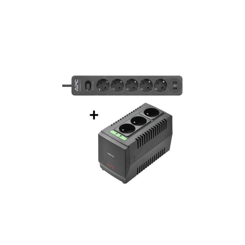 APC Line-R 600VA + APC Essential SurgeArrest 5 Outlet 2 USB Ports Black 230V Germany