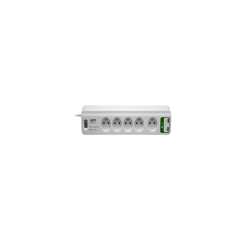 APC Essential SurgeArrest 5 prises avec 2 USB 5V 2,4A 230V