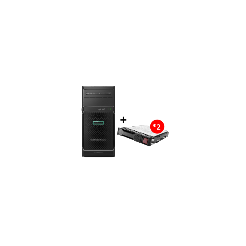 HPE ML30G10+ 4LFF-NHP P44718-421 E-2314 16GB VR-SW 2x1GbE 350W 3-1-1 + 2x4TB 801888-B21
