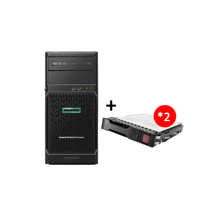 HPE ML30G10+ 4LFF-NHP P44718-421 E-2314 16GB VR-SW 2x1GbE 350W 3-1-1 + 2x4TB 801888-B21