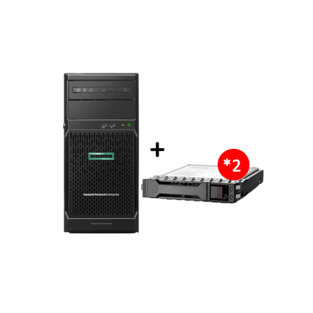 HPE ML30G10+ 8SFF P44722-421 E-2314 16GB VR-SW 2x1GbE 500W 3-1-1 + 2x2TB P28500-B21