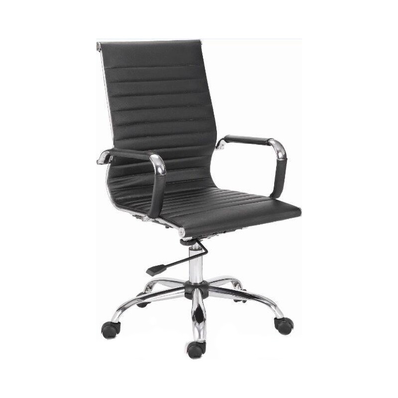 Fauteuil sénateur SLIM en PU noir & chrome