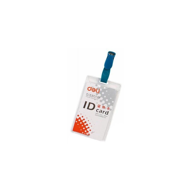 Lot de 50 Porte Badges DELI avec pinces bretelles 54x90 mm portrait
