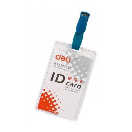 Lot de 50 Porte Badges DELI avec pinces bretelles 54x90 mm portrait